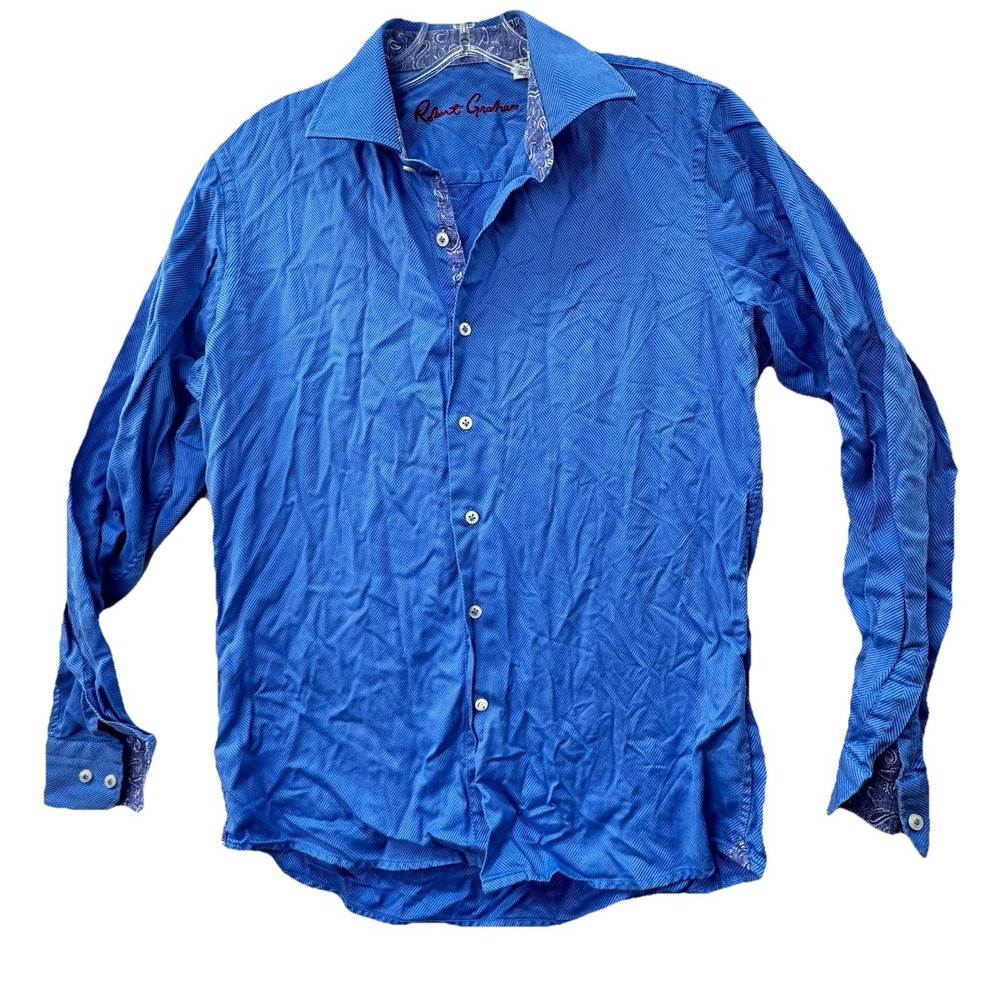 Robert Graham BOYS‎ XL (18-20) Blue Striped Button Up Long Sleeve Dress Shirt